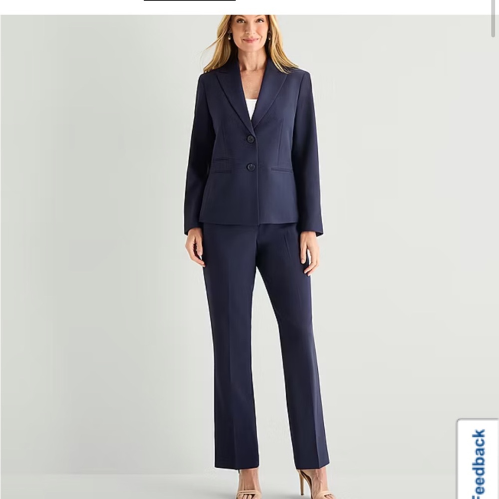 NWT Le Suit Pants Suit Navy Sz 14